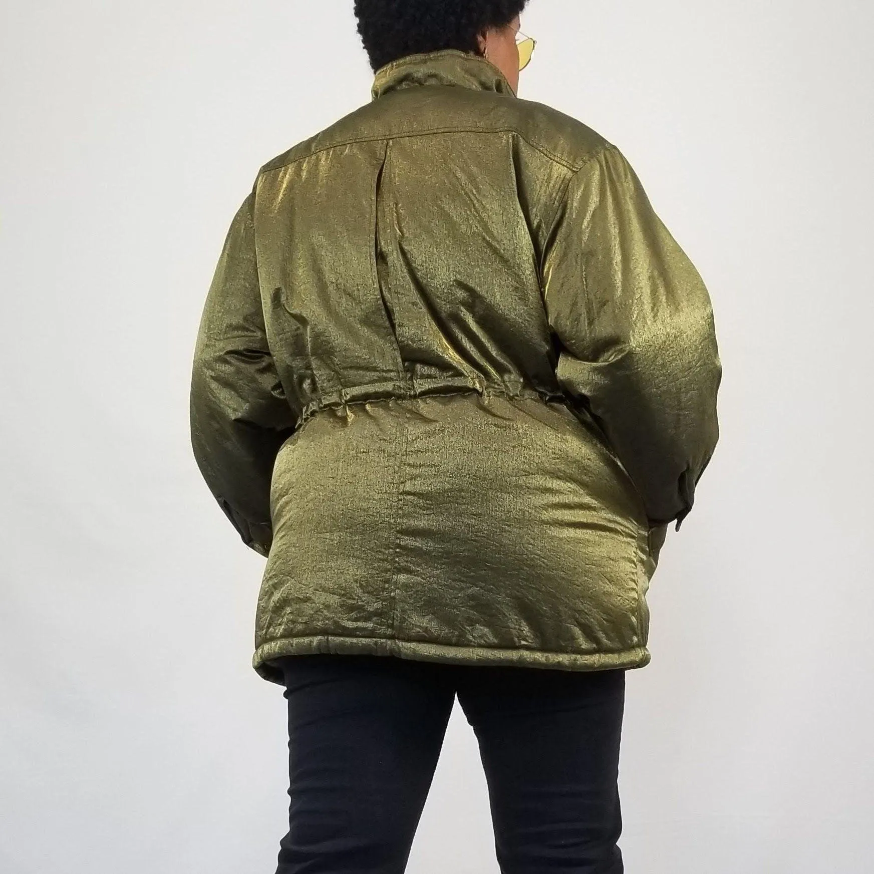 00's Green Iridescent Puffer Coat by Mariel