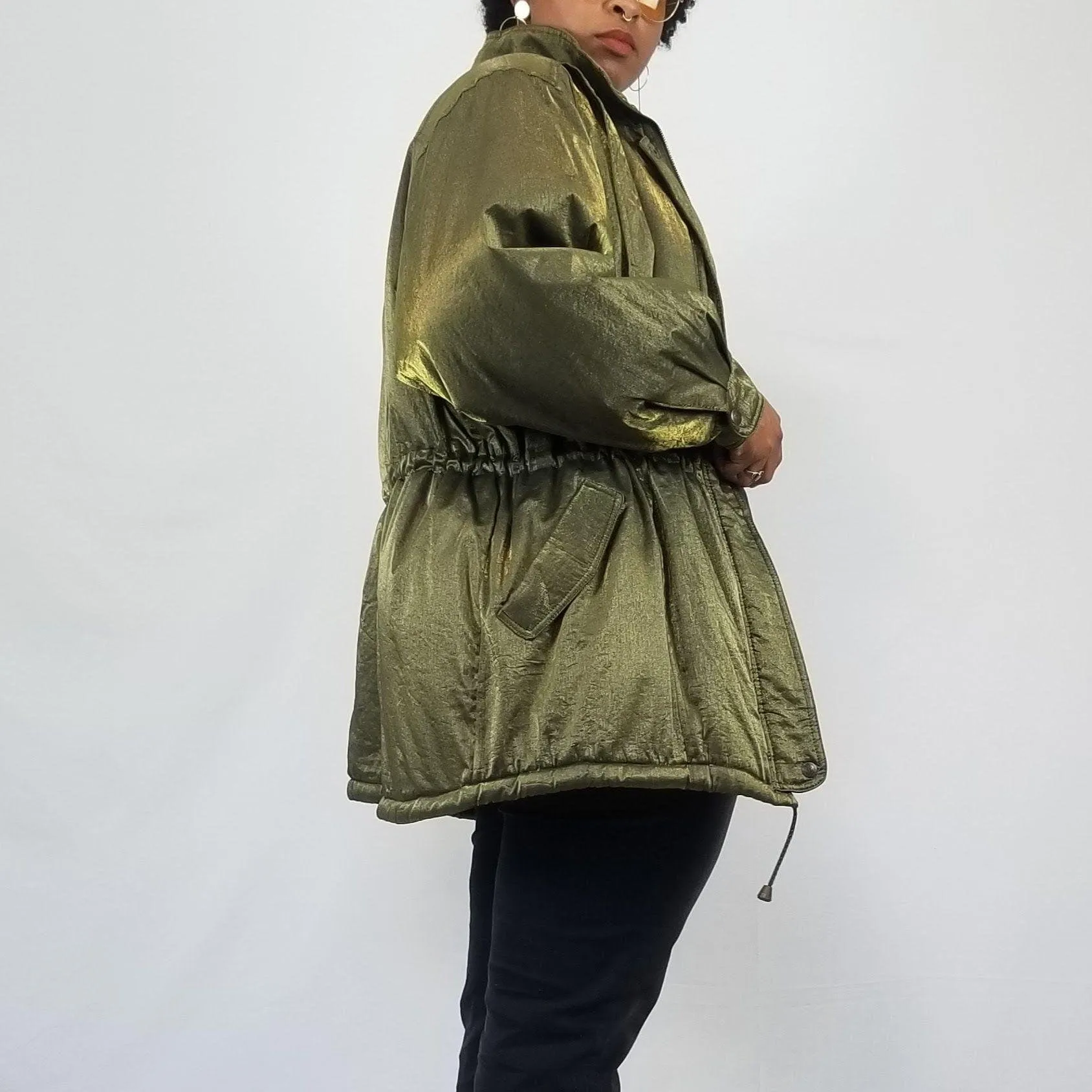 00's Green Iridescent Puffer Coat by Mariel