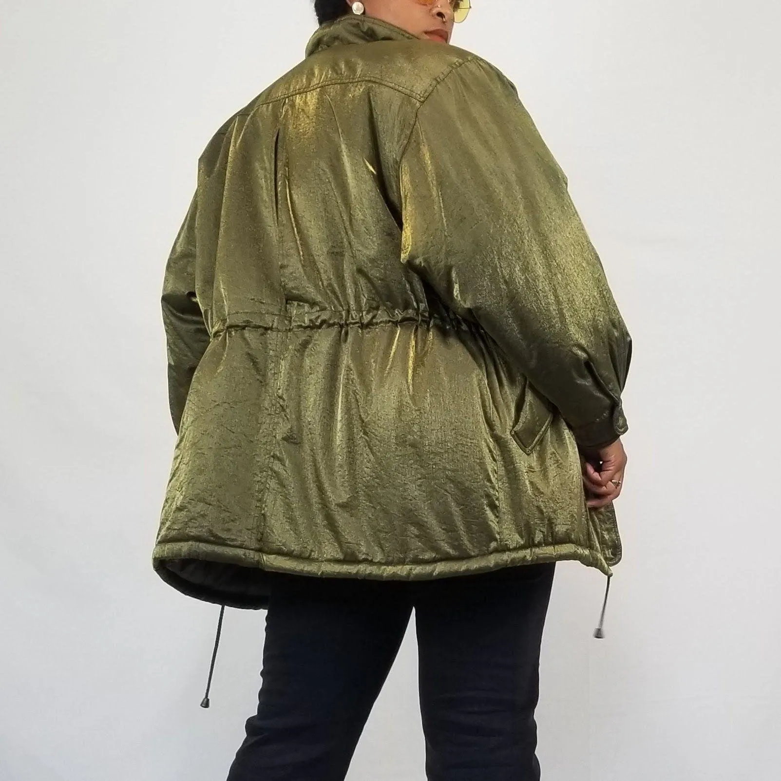 00's Green Iridescent Puffer Coat by Mariel