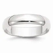 10k White Gold 5mm Lightweight Half Round Wedding Band Ring