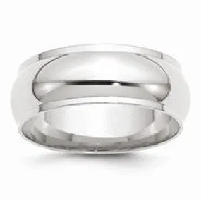 10k White Gold 8mm Half Round with Edge Wedding Band Ring