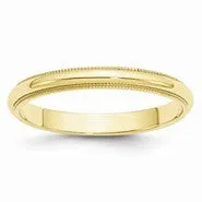 10k Yellow Gold 3mm Milgrain Half Round Wedding Band Ring