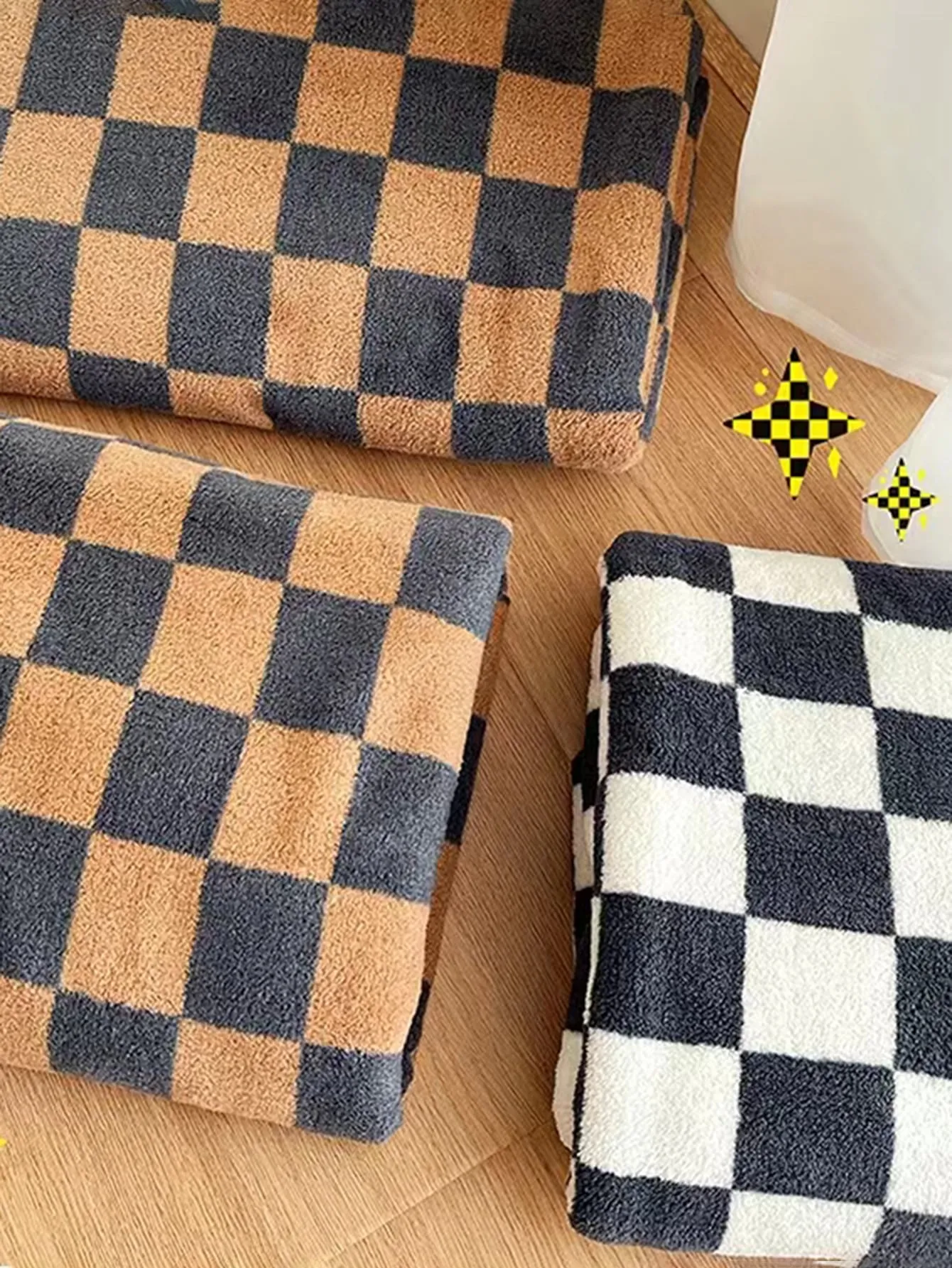 1pc Checkerboard Pattern Random Towel