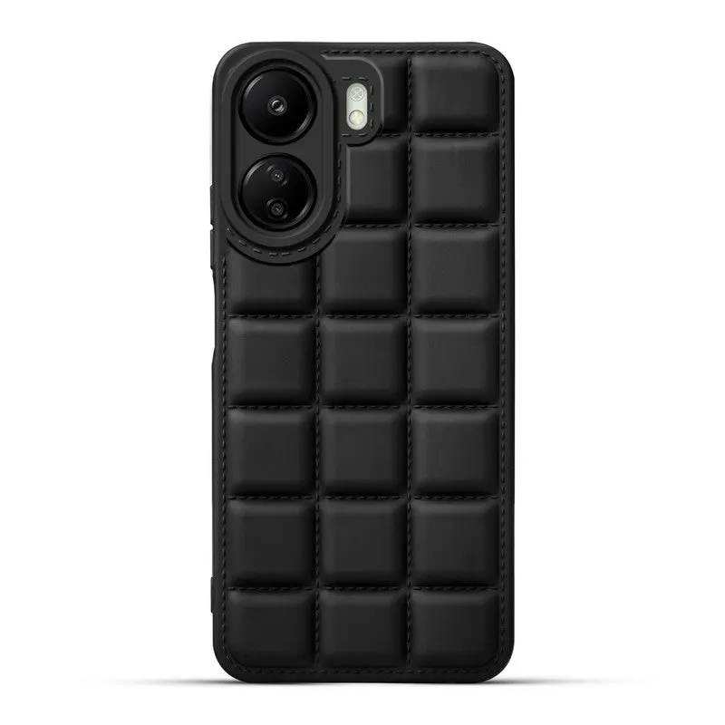 3D Grid Thread Design Silicone Phone Case Cover for Redmi 13C 4G