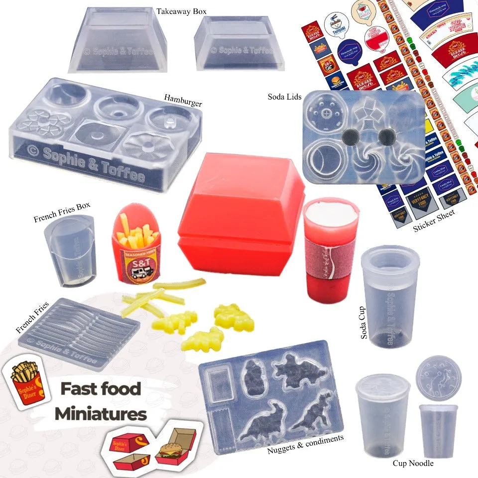 3D Miniatures Fast Food Silicone Molds Set