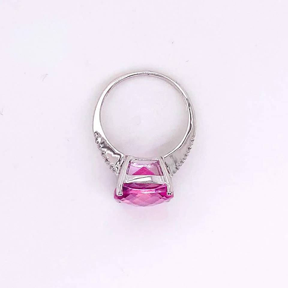 8 Carat Cushion Pink Topaz Ring