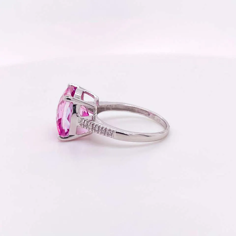 8 Carat Cushion Pink Topaz Ring