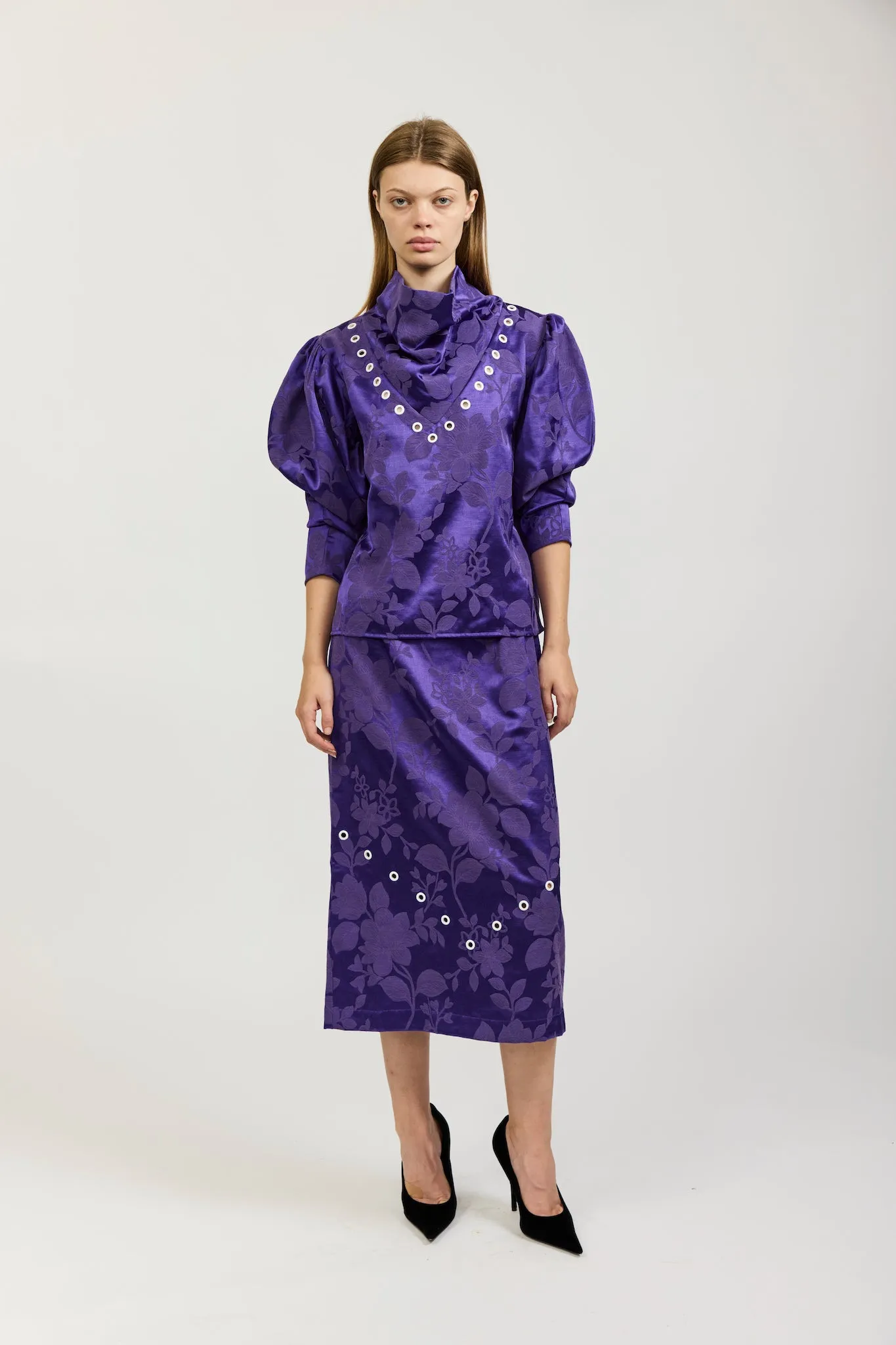 Adorne Top in Purple Jacquard