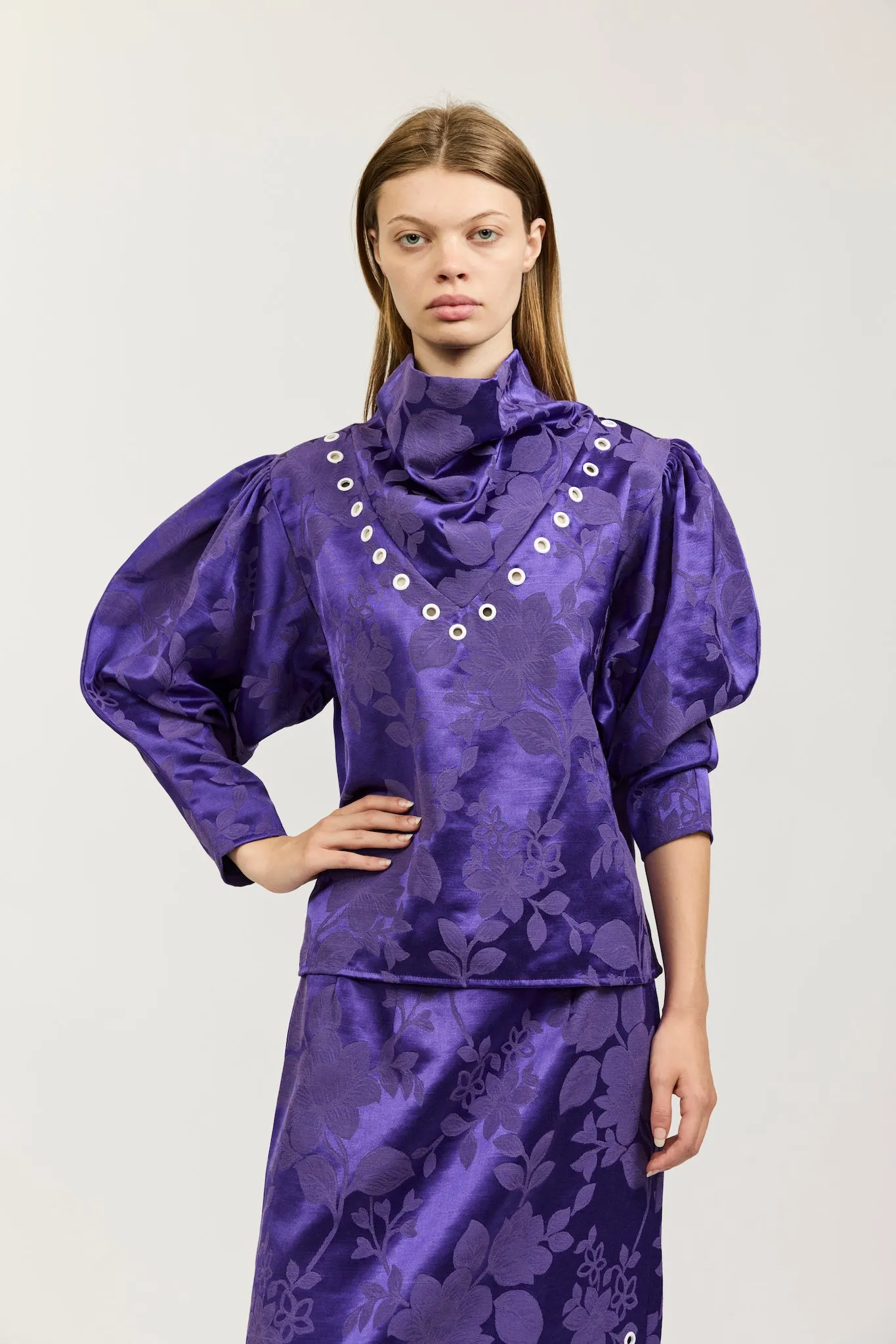 Adorne Top in Purple Jacquard