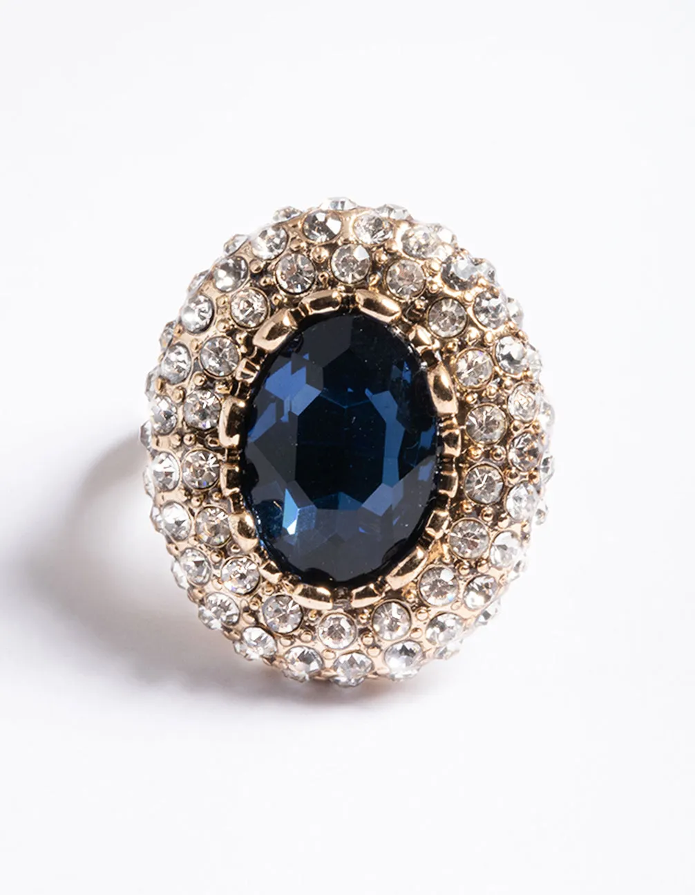 Antique Vintage Blue Cocktail Ring