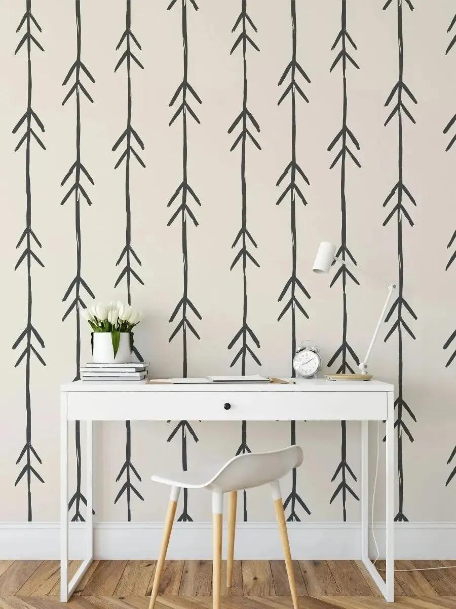 Arow Wallpaper In Black - Peel and Stick and Soak and Stick Wallpaper