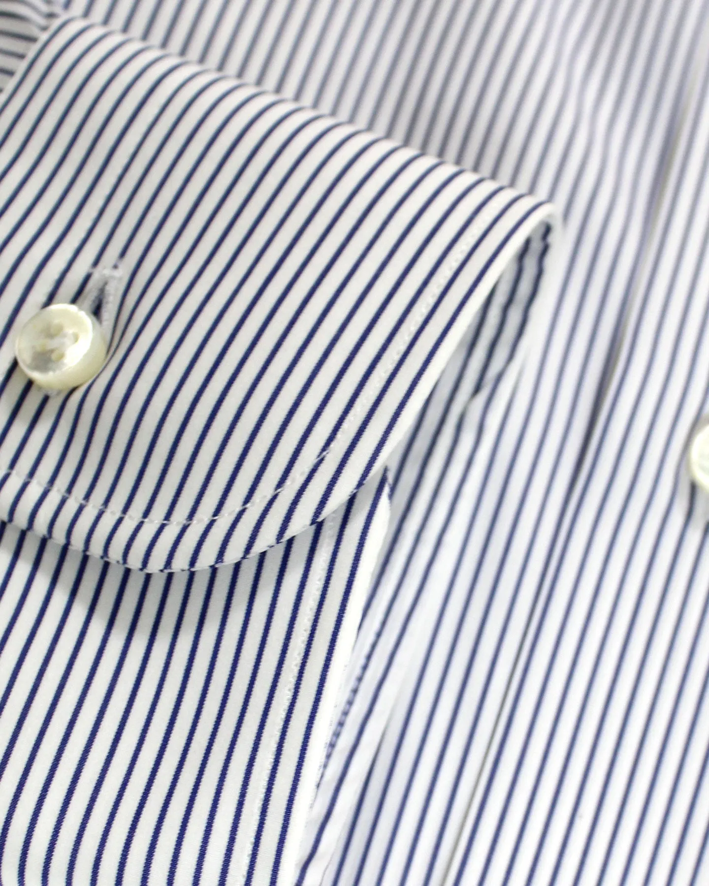 Barba Dress Shirt White Navy Stripes 43 - 17 Modern Fit