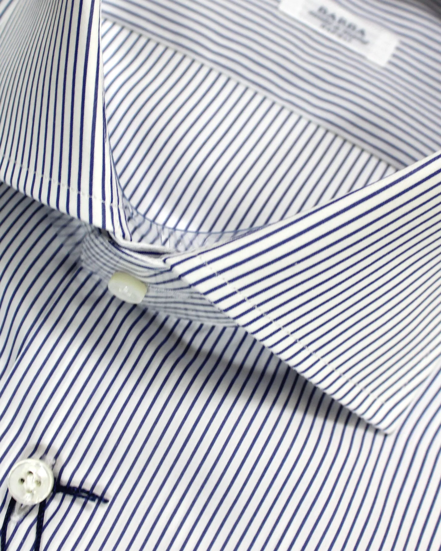 Barba Dress Shirt White Navy Stripes 43 - 17 Modern Fit