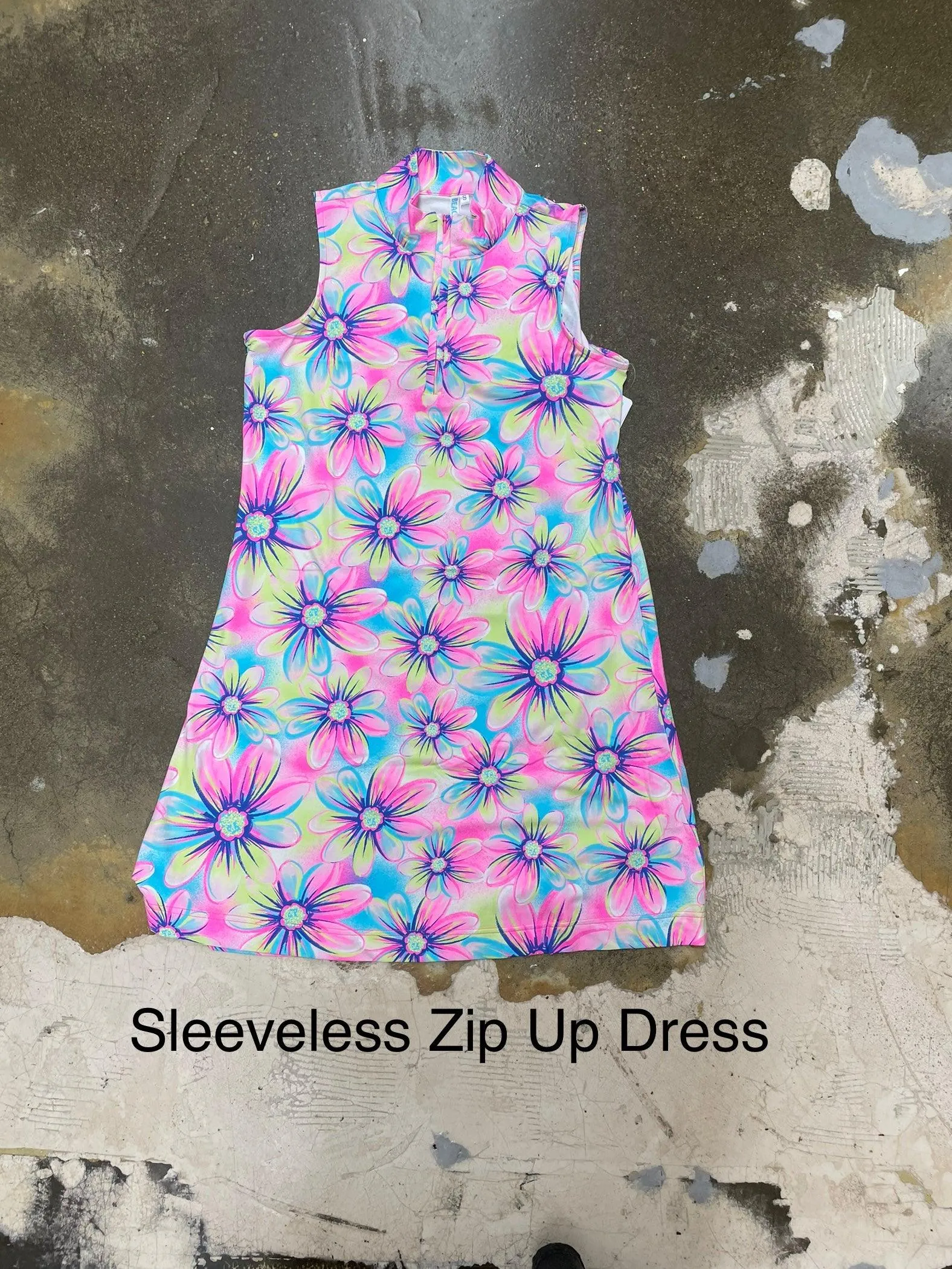 Beachtime Sleeveless Zip-Up Dress SPF4539P Flowers