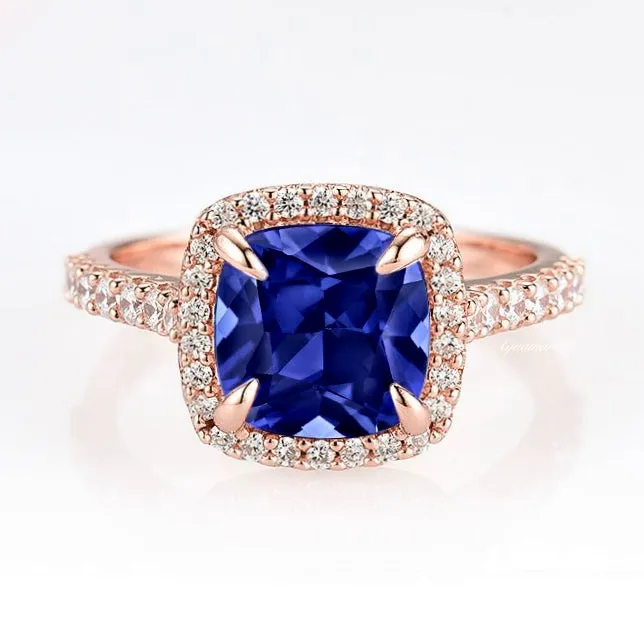 Belle Blue Sapphire Ring- 14K Rose Gold Vermeil