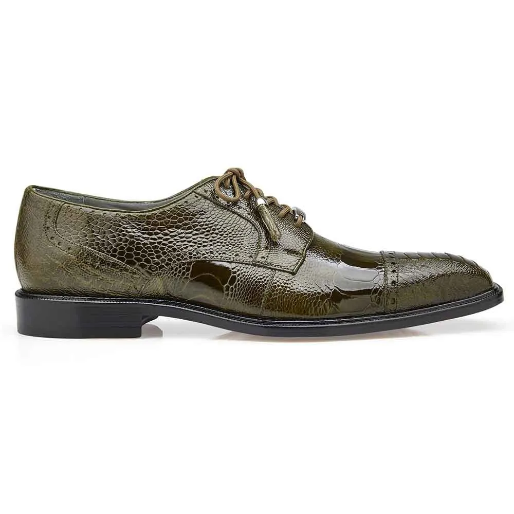 Belvedere Batta Olive Genuine Ostrich Men's Oxford