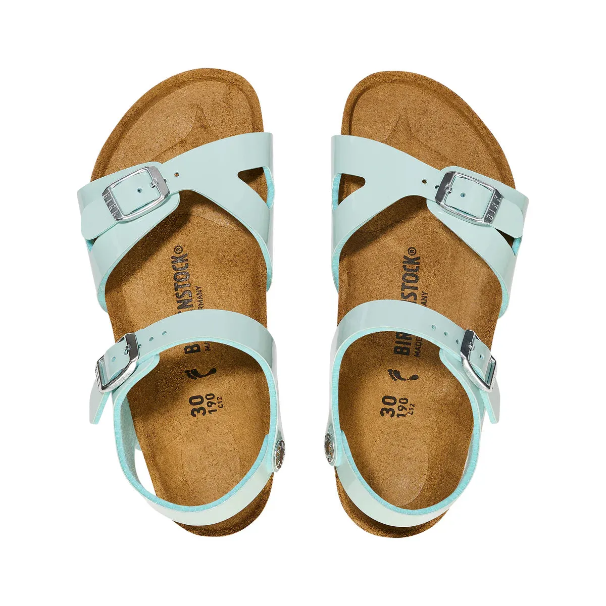 Birkenstock Kids Rio Birko-Flor - Patent Surf Green - Narrow