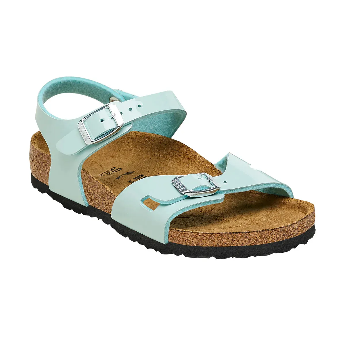 Birkenstock Kids Rio Birko-Flor - Patent Surf Green - Narrow