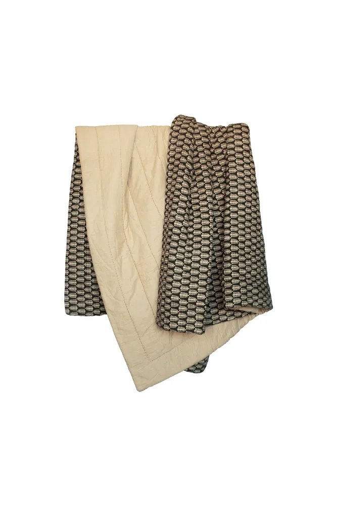 Black & Natural Leaf Reversible Cotton Throw - 2 Sizes Available