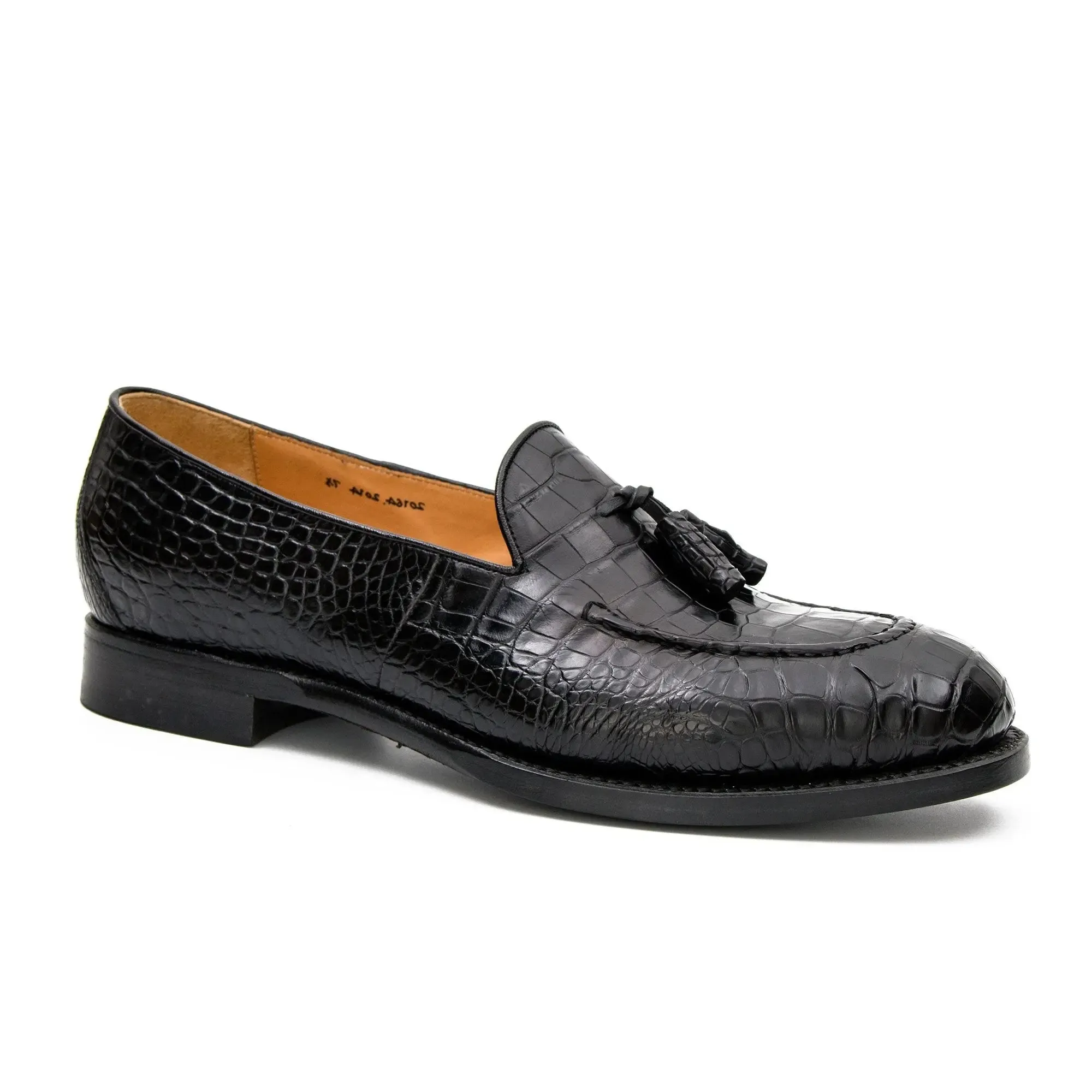 Black Crocodile Loafers with Tassels