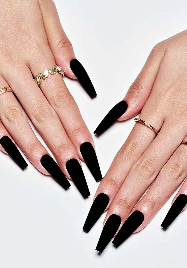 Black Matte [Long Coffin] | PRESS ON NAILS