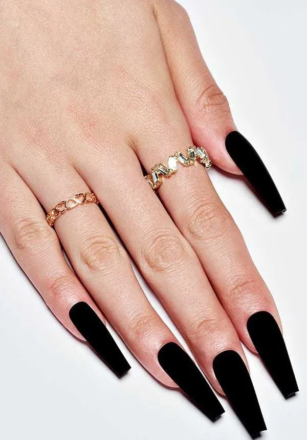 Black Matte [Long Coffin] | PRESS ON NAILS