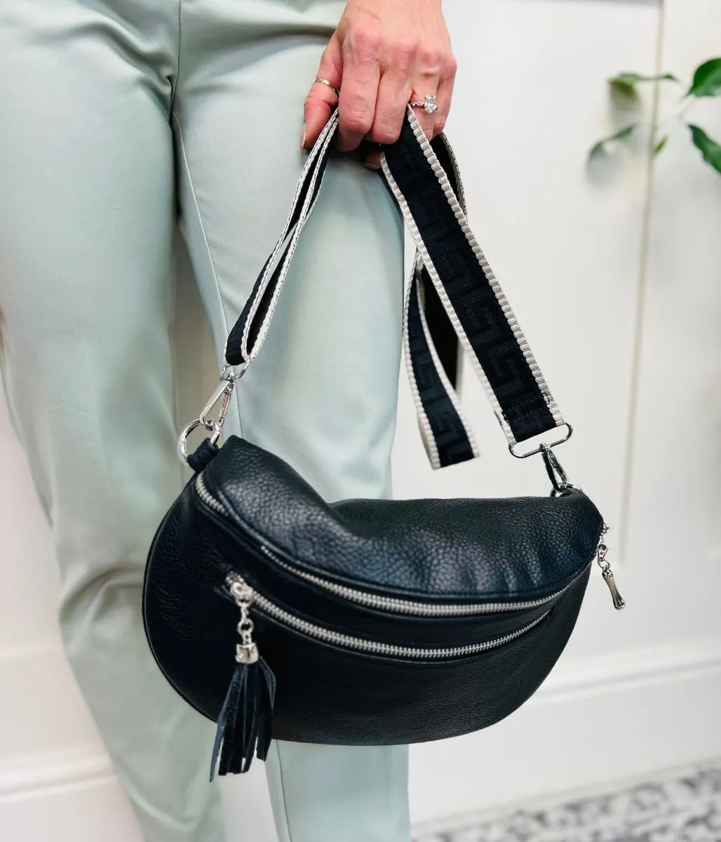 Black Soft Half Moon Bag