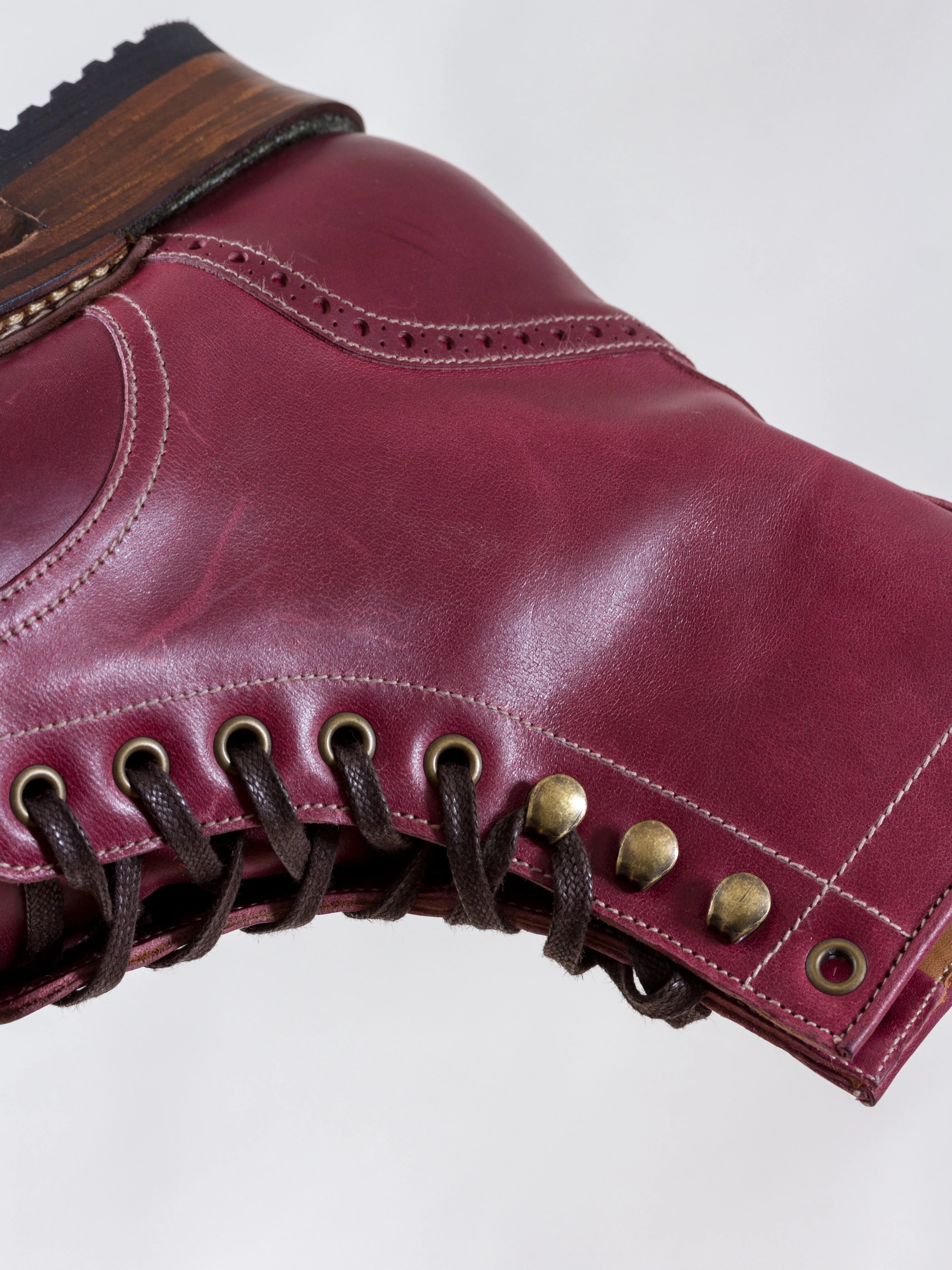 Bright Shoemakers, Combat Boot Horse, Burgundy