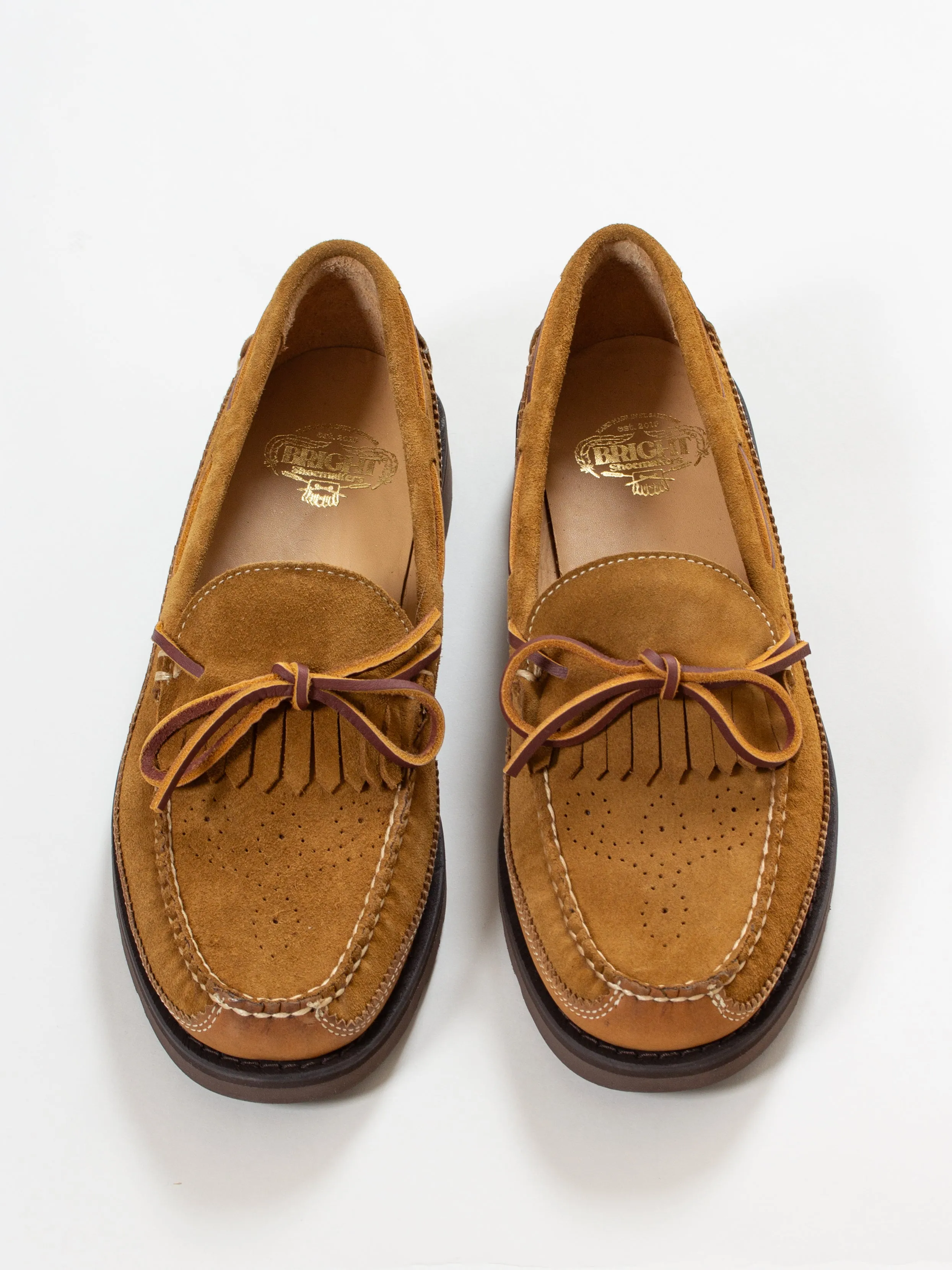 Bright Shoemakers, Kiltie Moc Loafer, Gold/ Tan