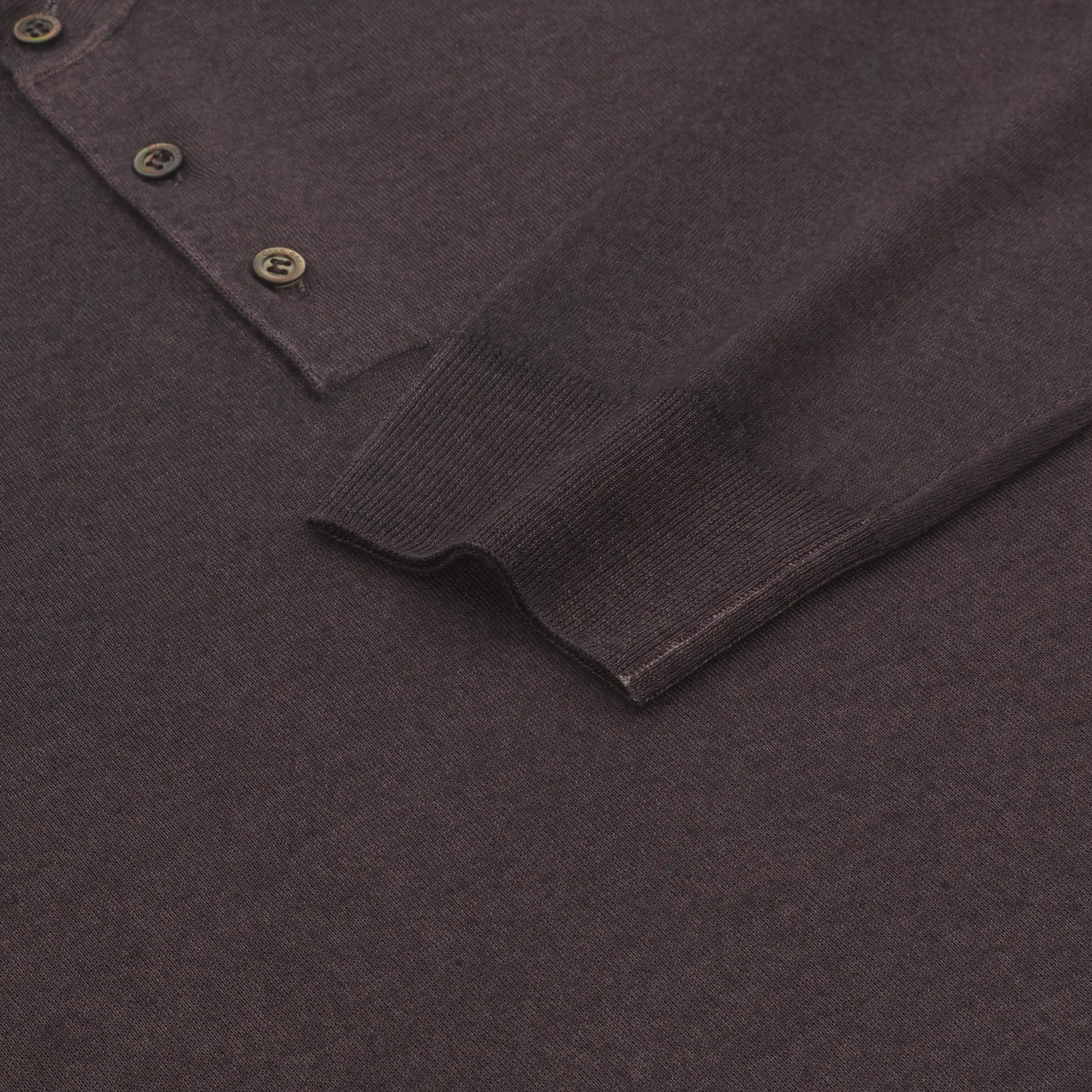 Cashmere and Silk Sweater Polo Shirt in Wild Brown