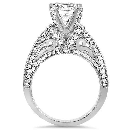 Cathedral Style 3 Carat Radiant Cut Center Cubic Zirconia Ring