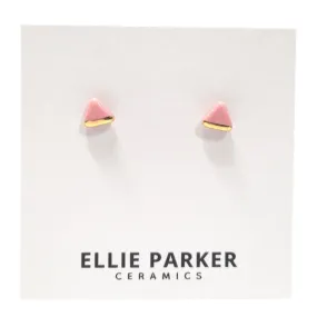 Ceramic Stud Earrings - Pink Triangles