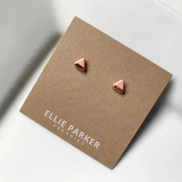 Ceramic Stud Earrings - Pink Triangles