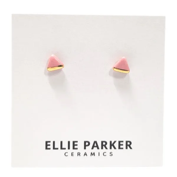 Ceramic Stud Earrings - Pink Triangles