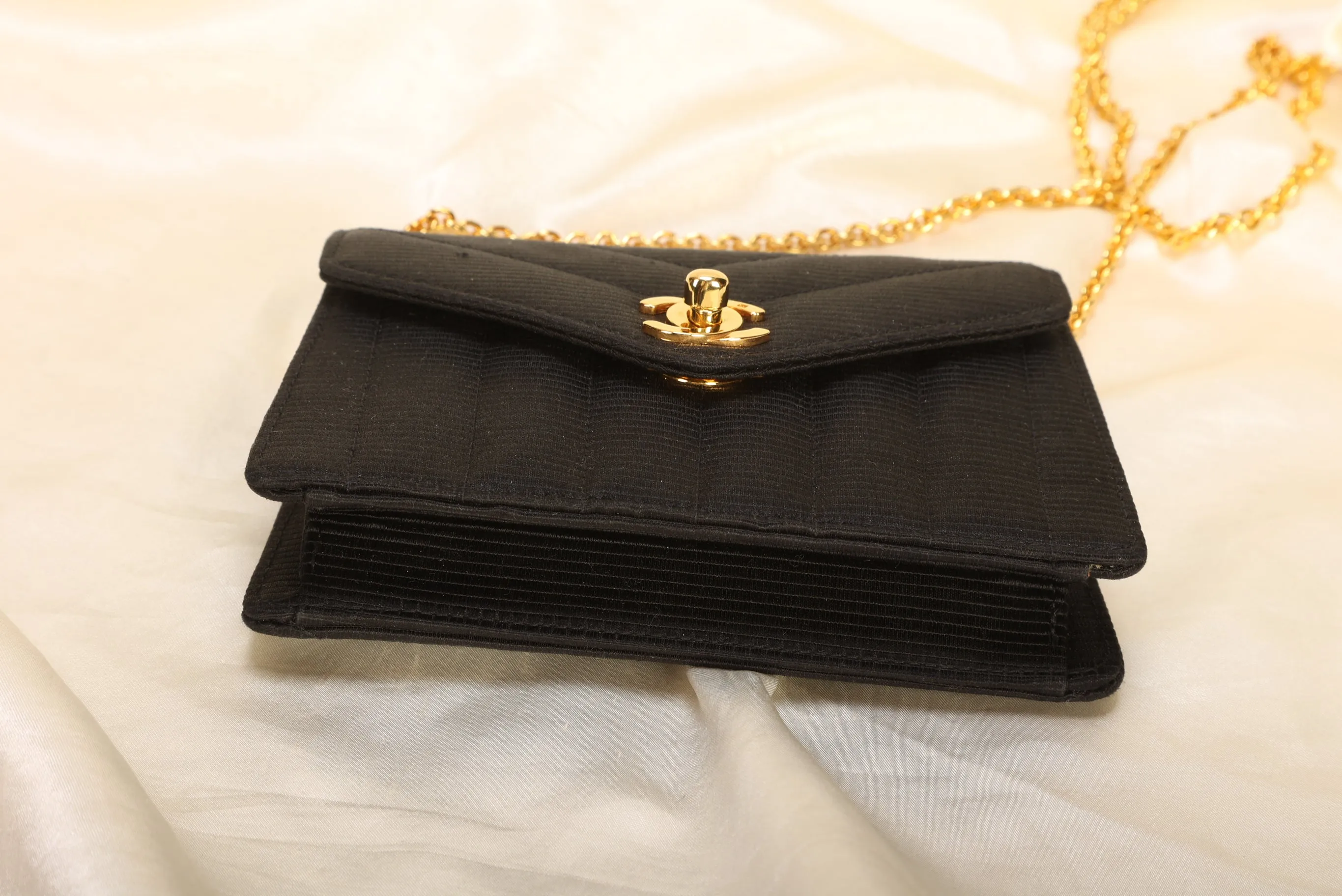 Chanel Chevron Satin Mini Flap Bag