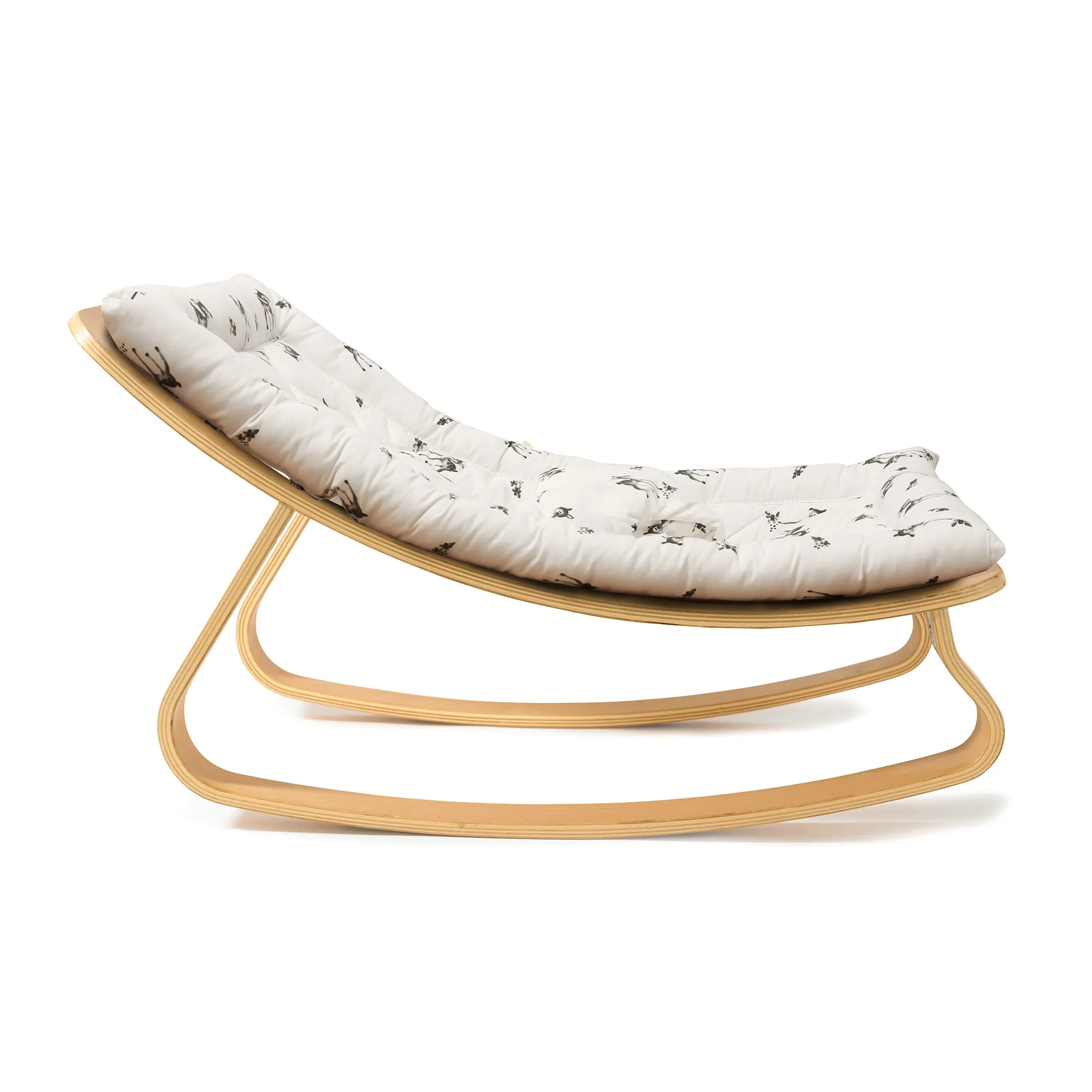 Charlie Crane LEVO Baby Rocker - Beech with Fawn Cushion