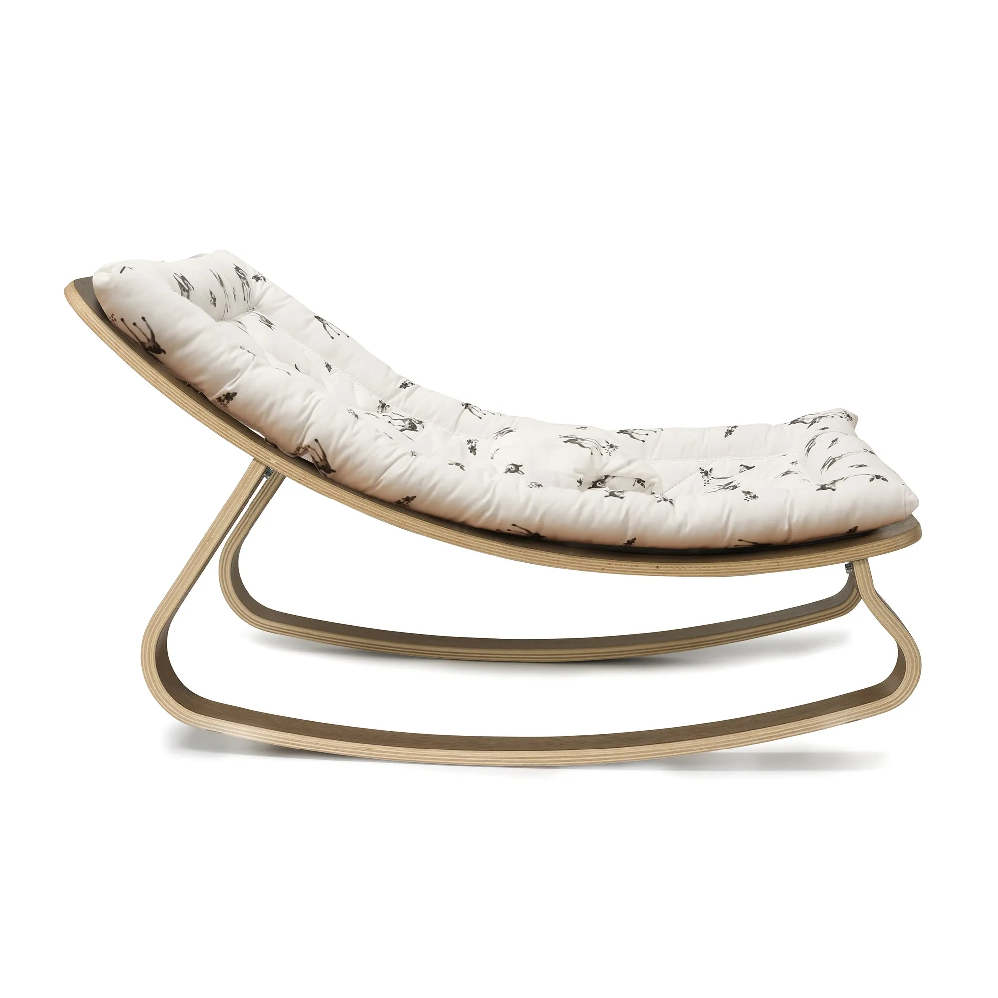 Charlie Crane LEVO Baby Rocker - Walnut with Fawn Cushion