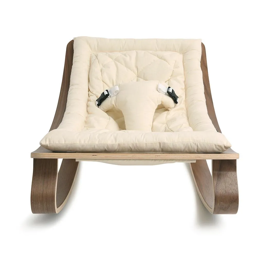 Charlie Crane LEVO Baby Rocker - Walnut with Organic Milk Cushion