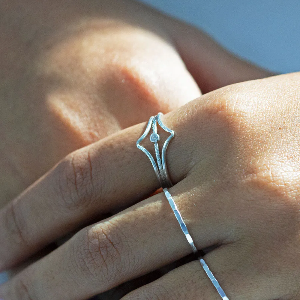 Chevron Ring Silver