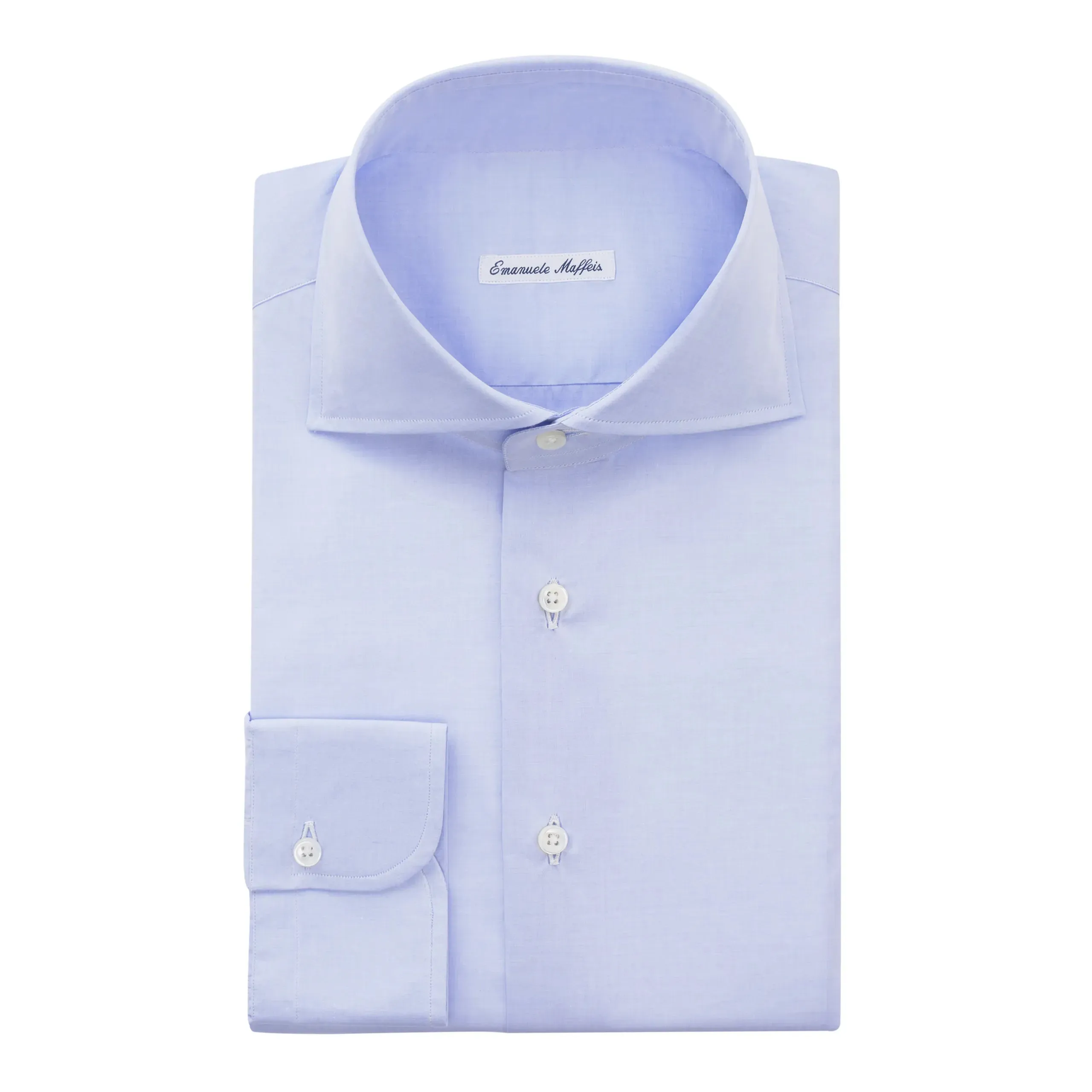 Classic Cotton Light Blue Shirt with Cutaway Collar