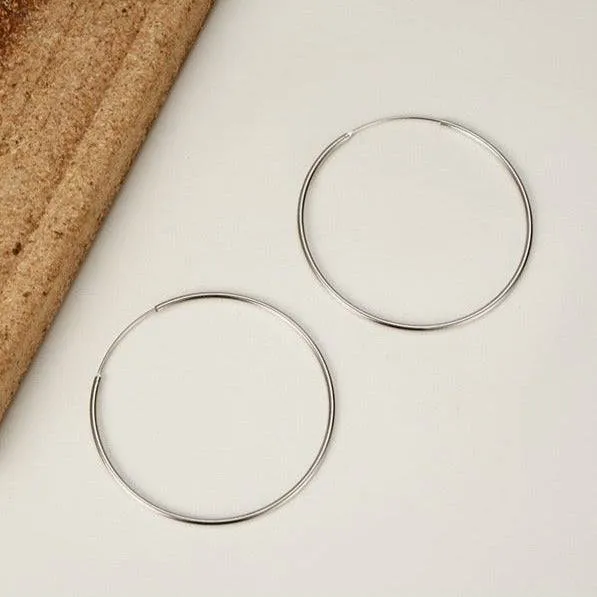 Classic Hoop Earrings Sterling Silver All Sizes