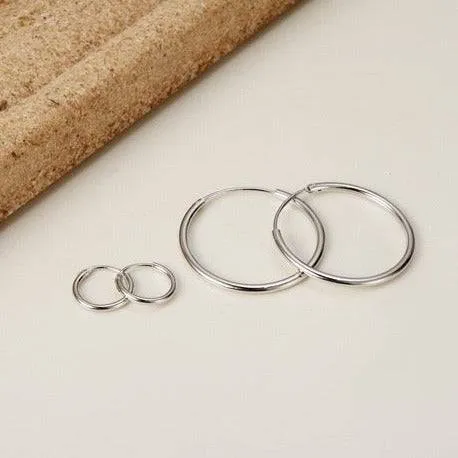 Classic Hoop Earrings Sterling Silver All Sizes