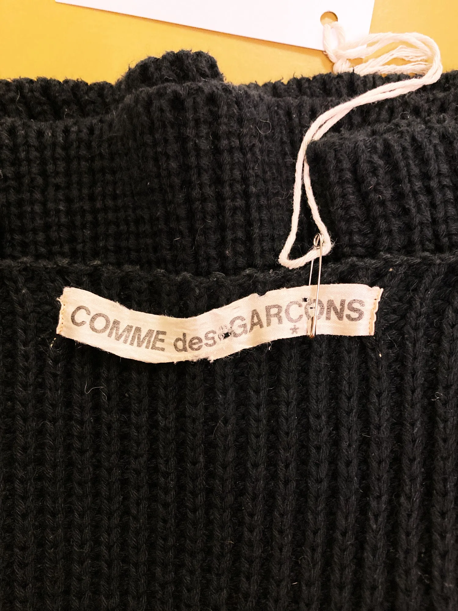 Comme des Garcons early 1980s black heavy cotton rib half sleeve v neck jumper