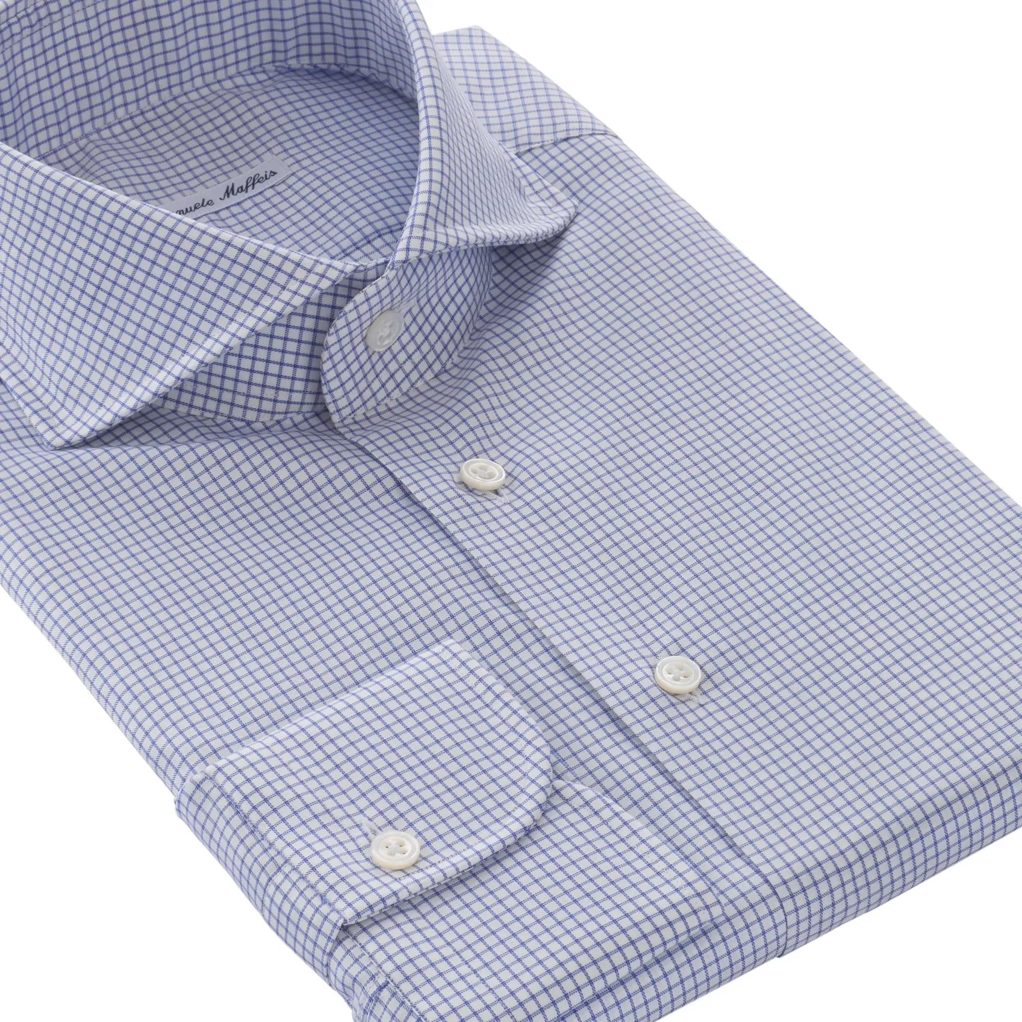 Cotton Checked Blue and White Shirt