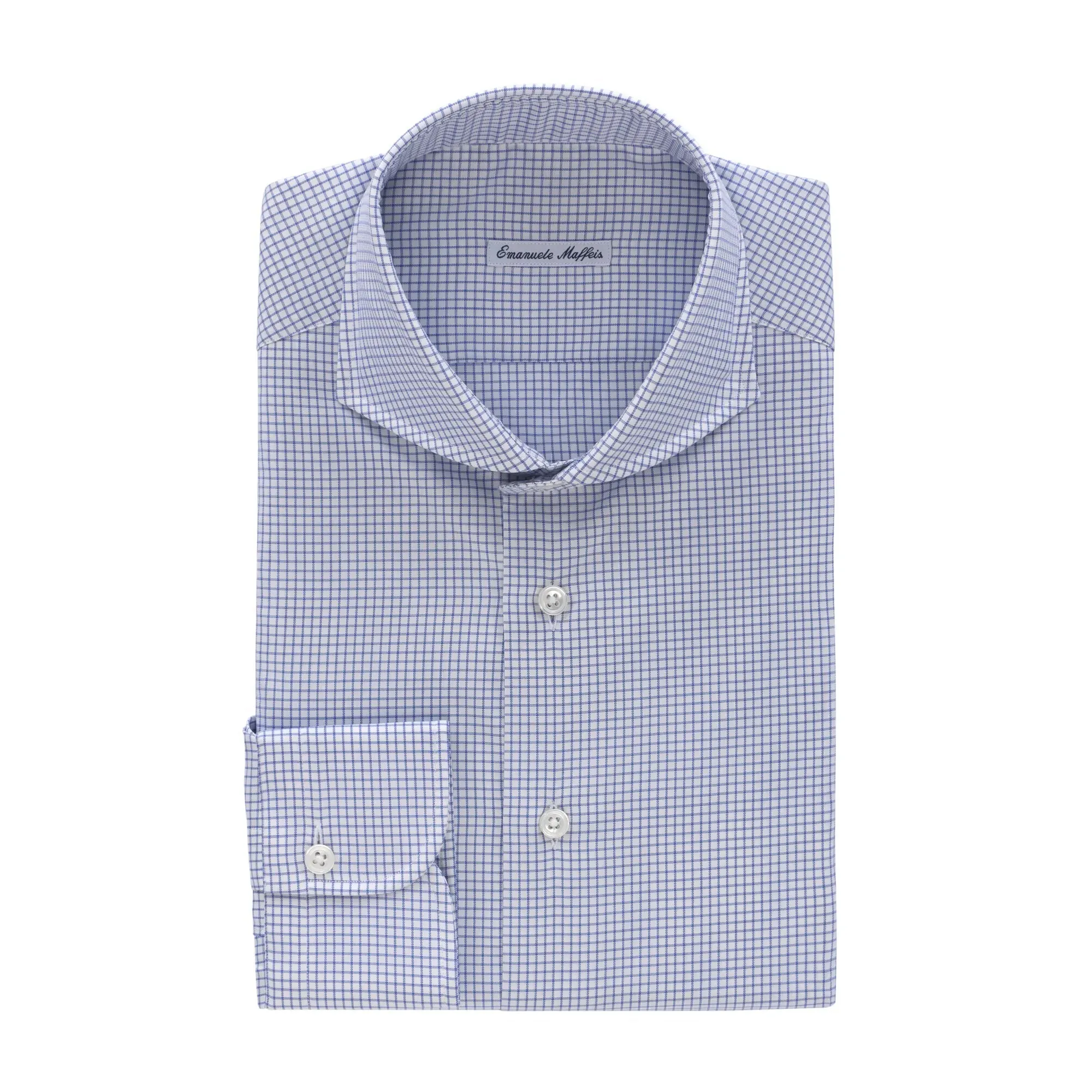 Cotton Checked Blue and White Shirt