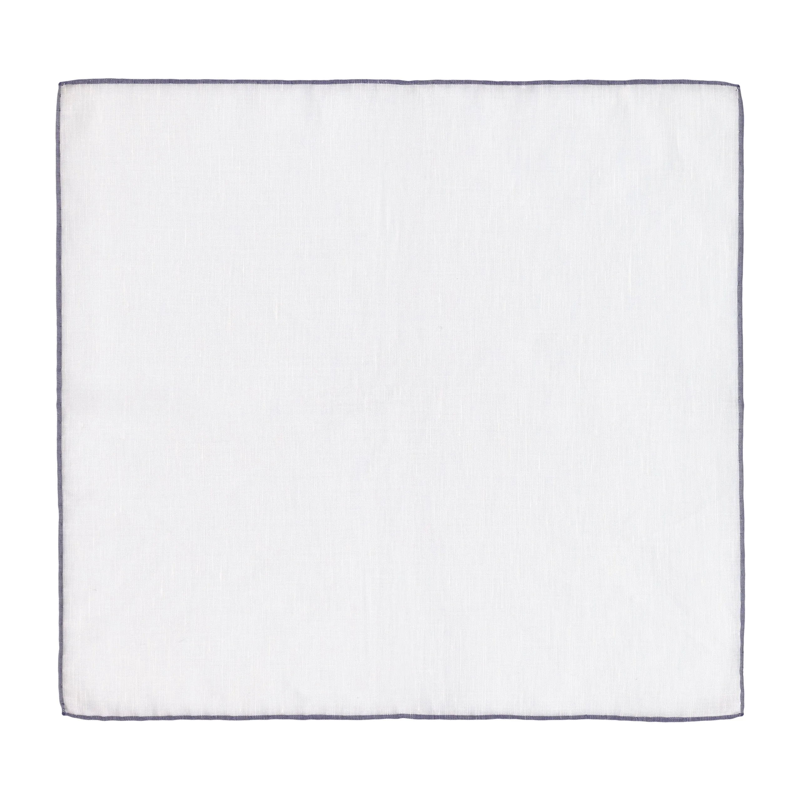 Cotton-Linen Pocket Square in Off White and Navy Blue