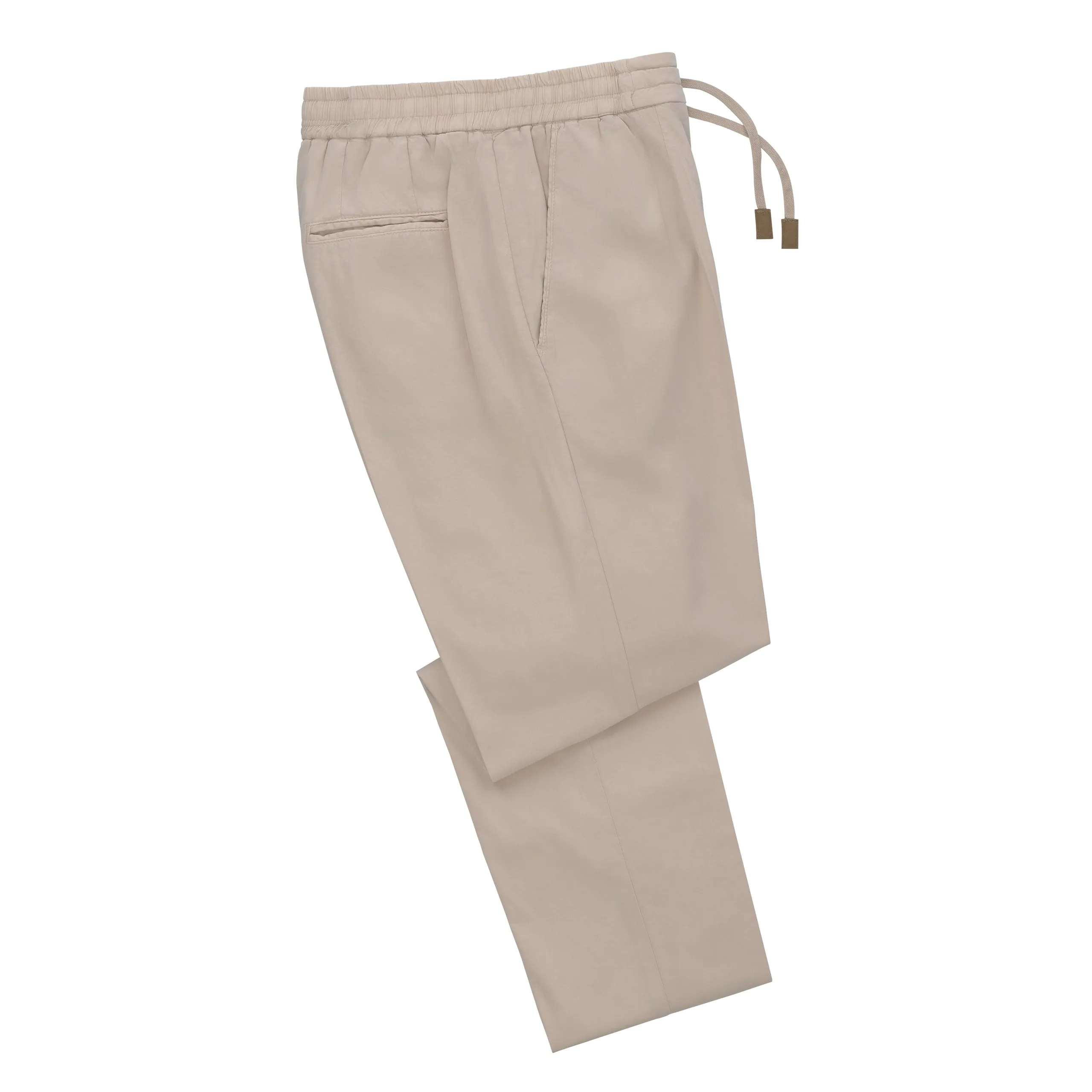 Cotton-Silk Blend Trousers in Beige