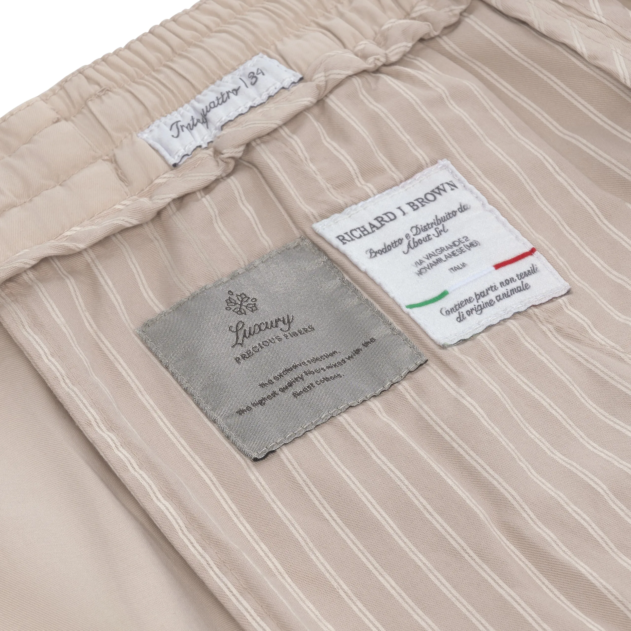 Cotton-Silk Blend Trousers in Beige