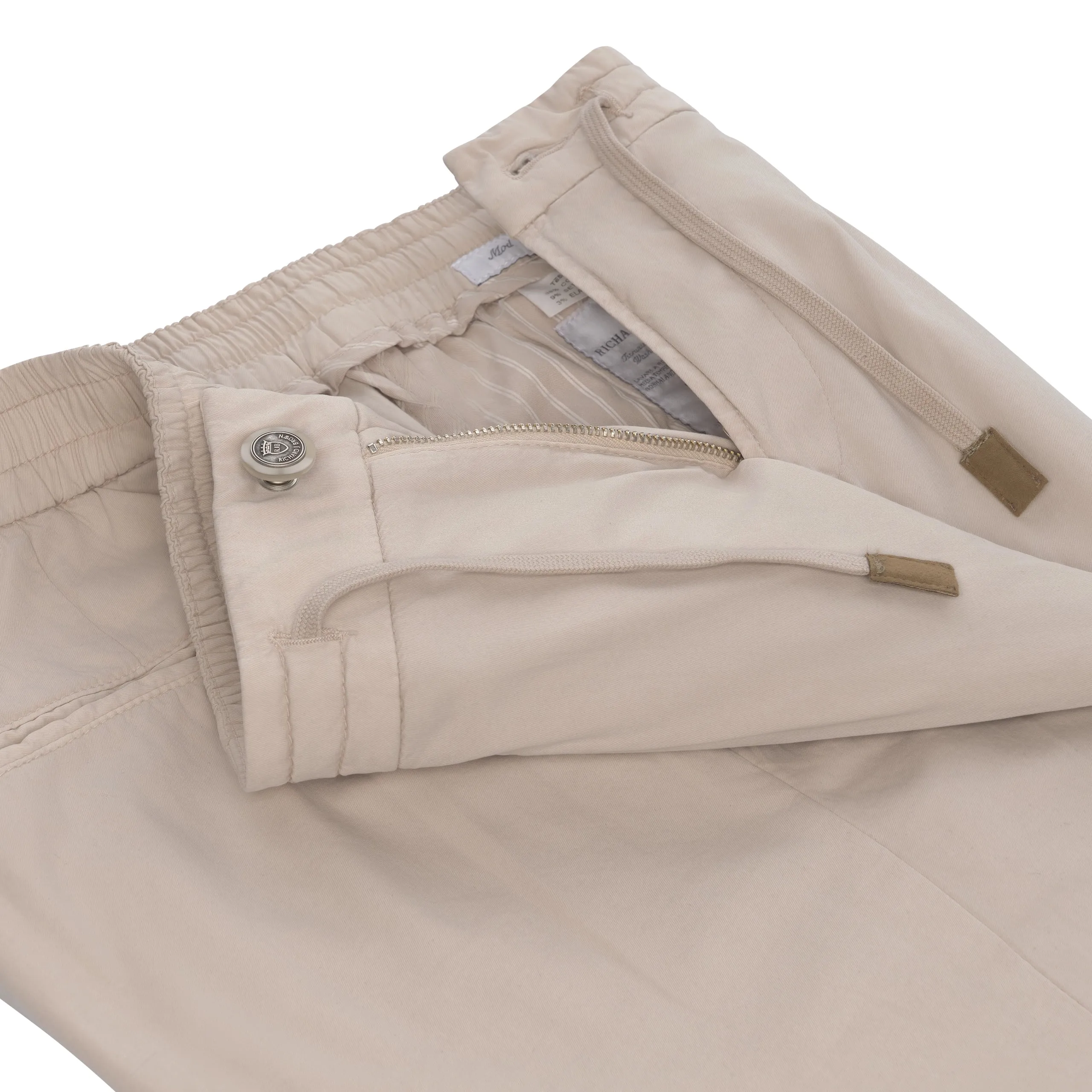 Cotton-Silk Blend Trousers in Beige