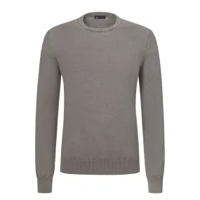 Crew-Neck Cashmere Pullover in Cool Grey